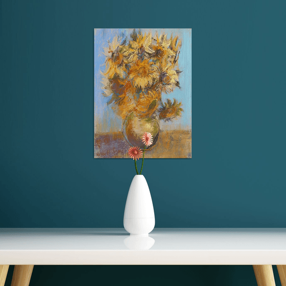 Sunflowers in a vase. Inspired by Van Gogh