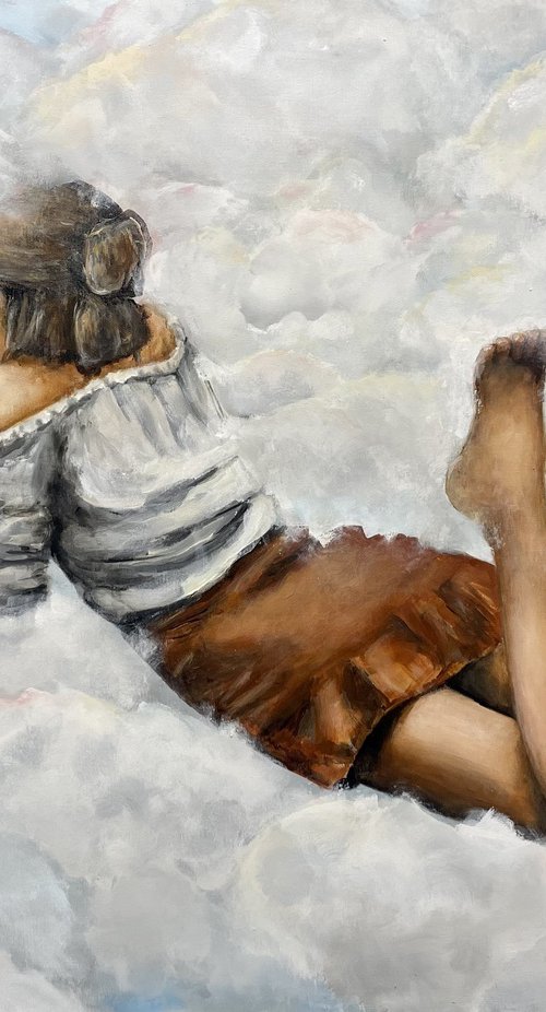Reading a book in the sky by Miri Baruch