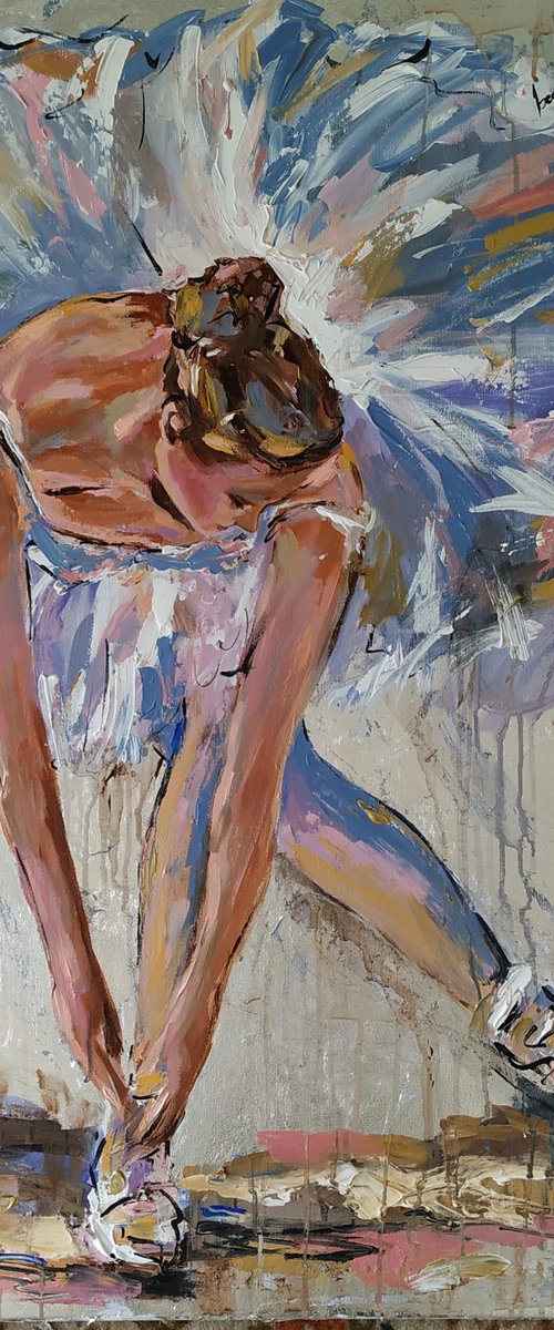 Magic Time  III- Ballerina painting-Ballet painting by Antigoni Tziora