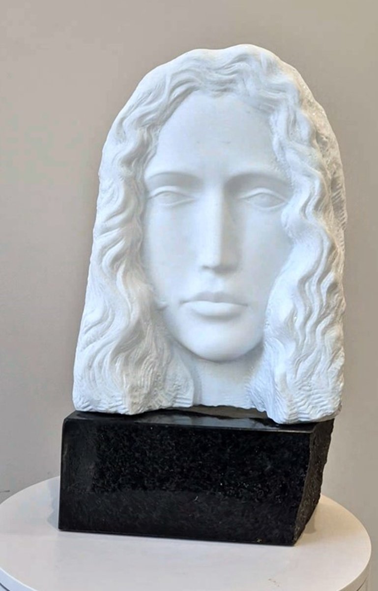 Impressionistic Portrait Stone Sculpture By Rasho Mitev, 9 X 16", "Bulgarian Girl Ii", Original Artwork