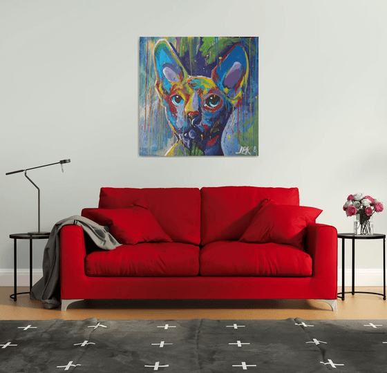 Sphynx cat Acrylic on canvas 100x100