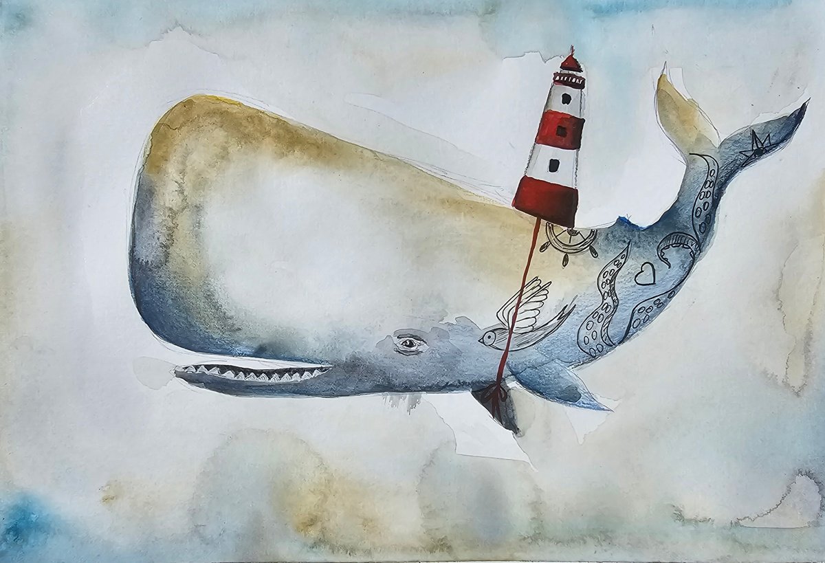 Hipster Whale (small) by Evgenia Smirnova