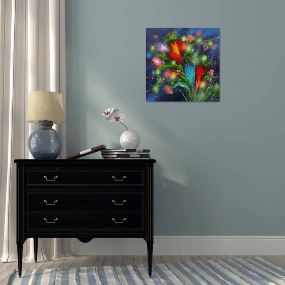 Evening Flowers 24" x 24" (60 x 60 x 3 cm )