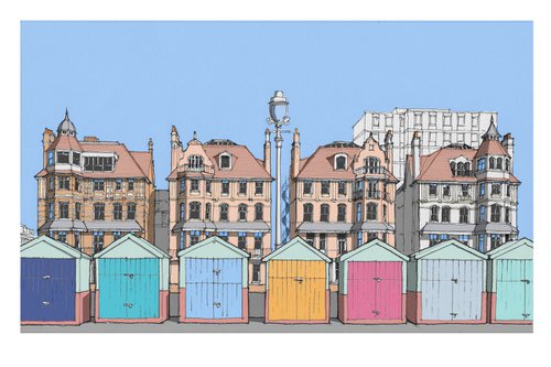 Beach Huts on Hove Seafront by Graham  Madigan