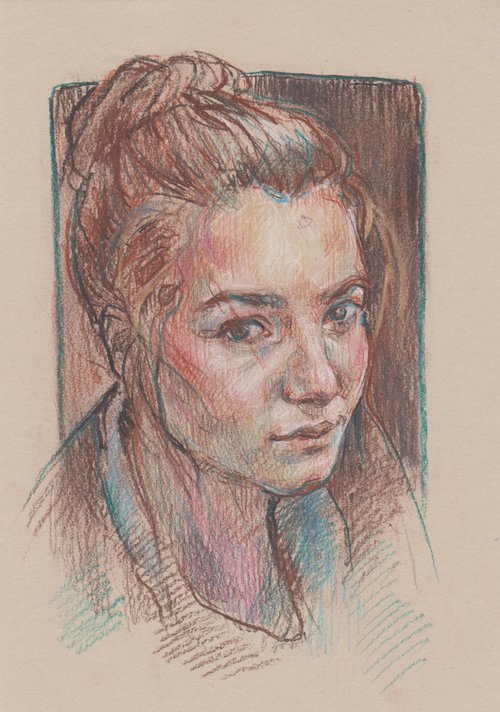 Woman portrait. Warm colors by Katarzyna Gagol
