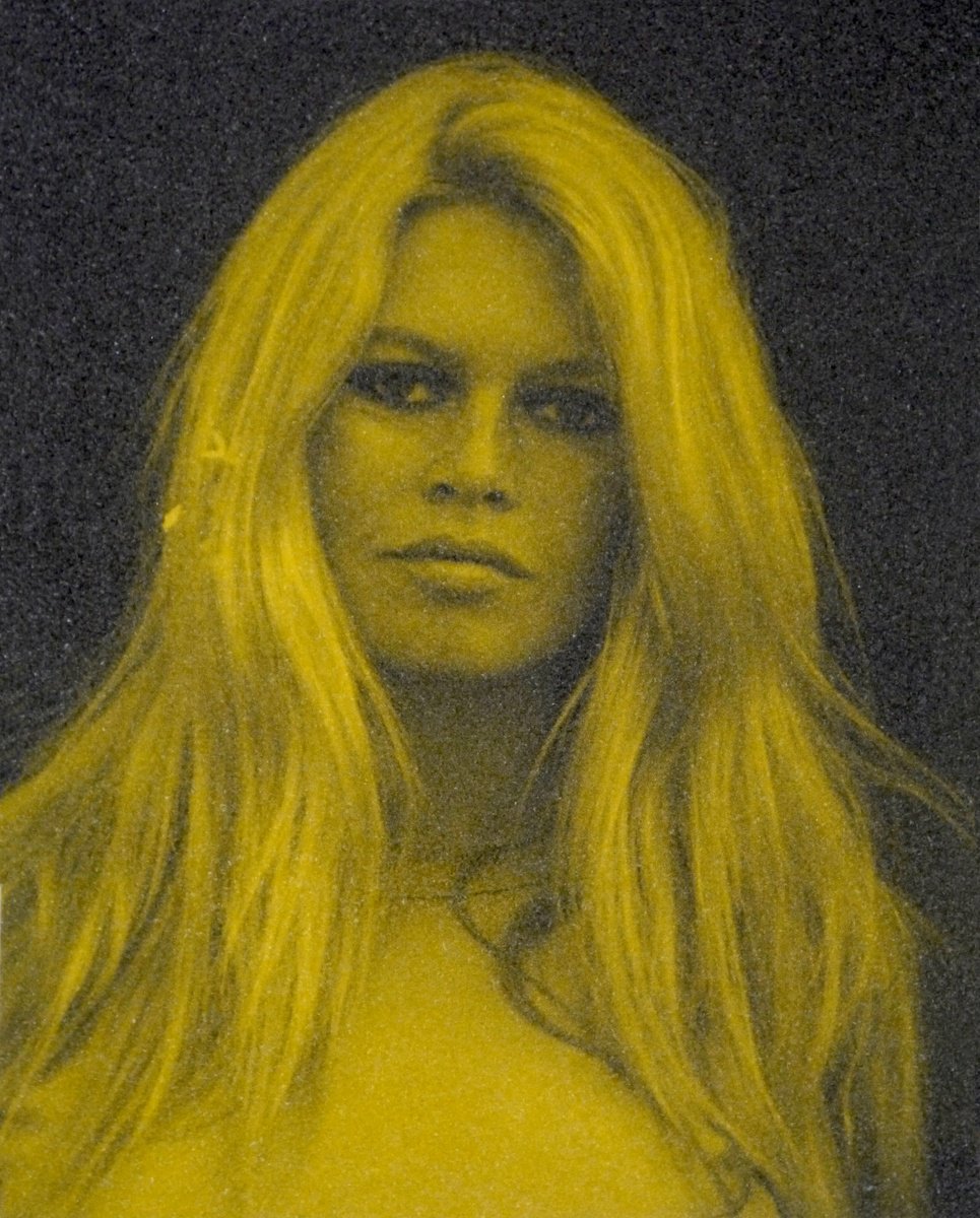 Urban And Pop Portrait Screenprint By David Studwell, 23 X 29, Brigitte Bardot-Yellow, Original Artwork