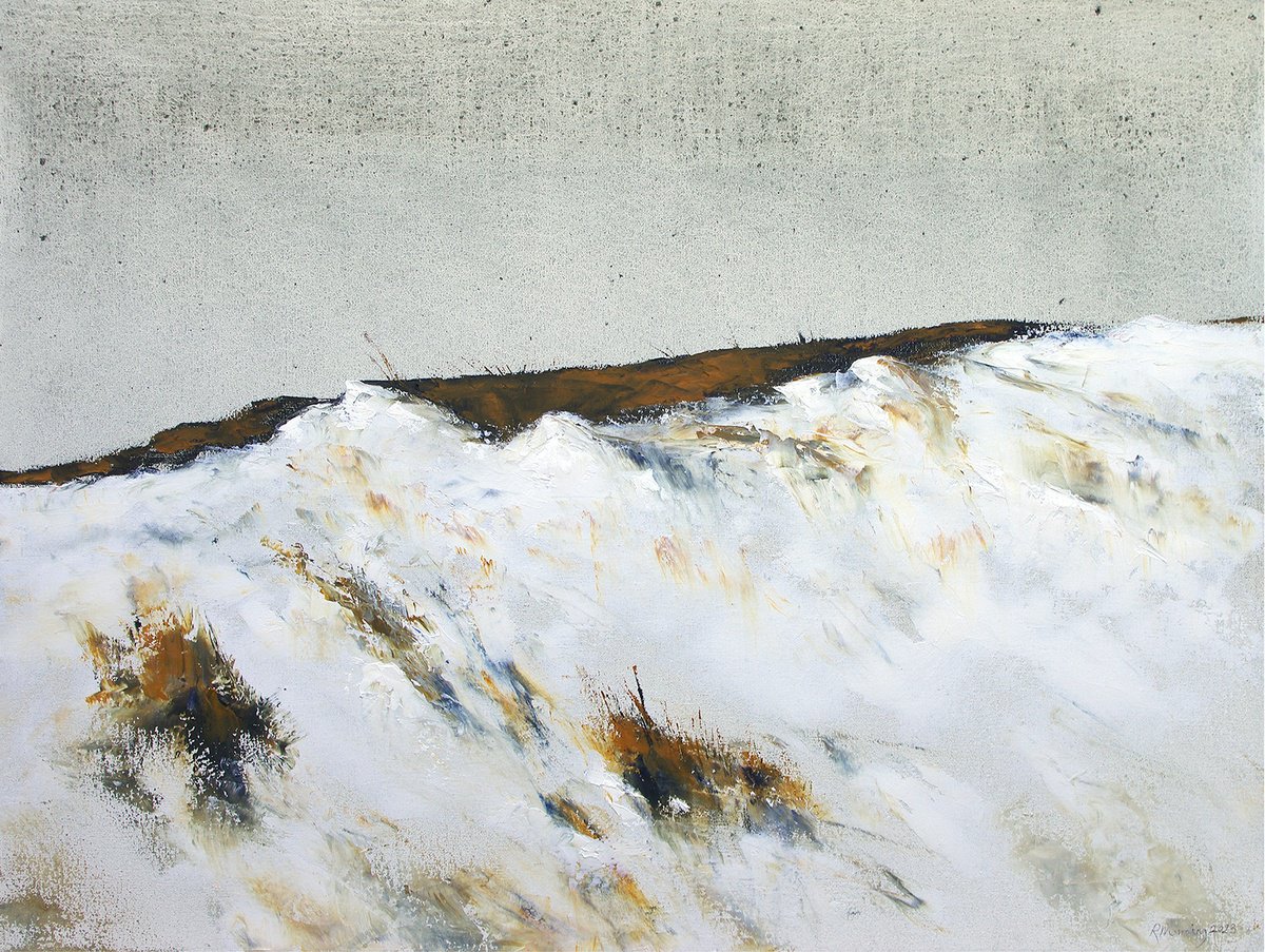 Abstract Oil Painting By Richard Manning, 31 X 23", Chalk Cliff, Original Artwork