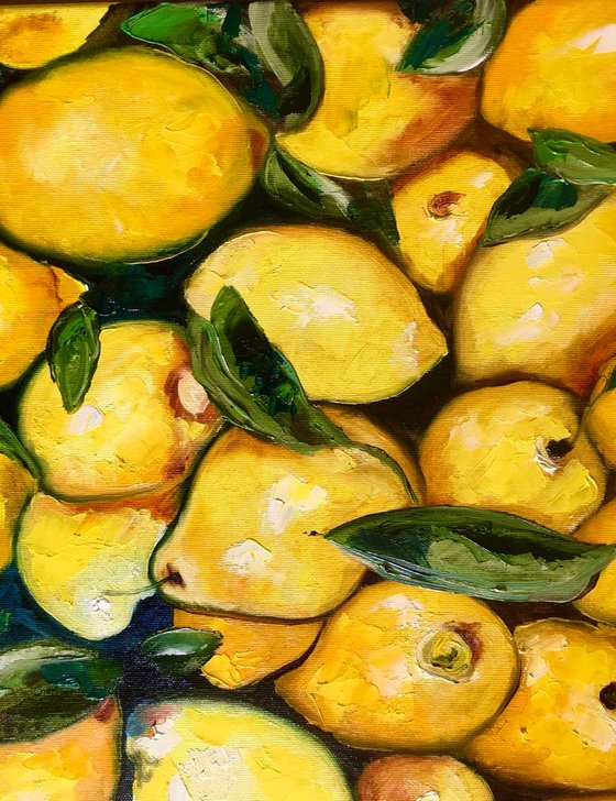 Lemons, oil painting, still life