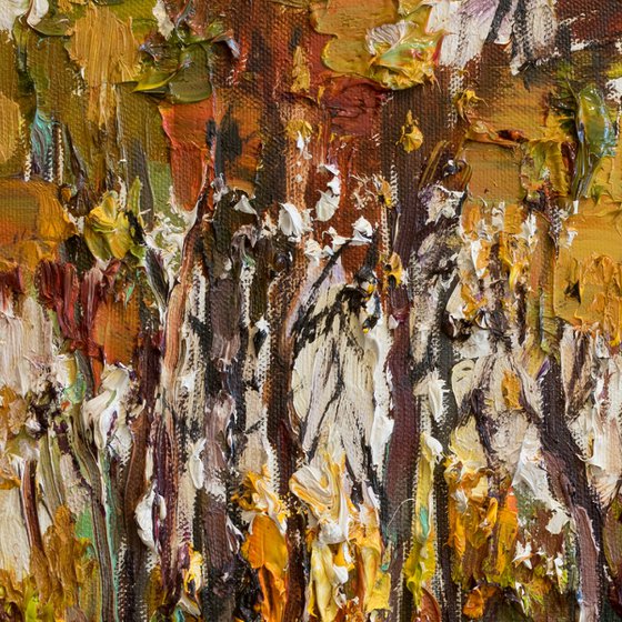 Autumn forest #2. Impasto  Landscape painting