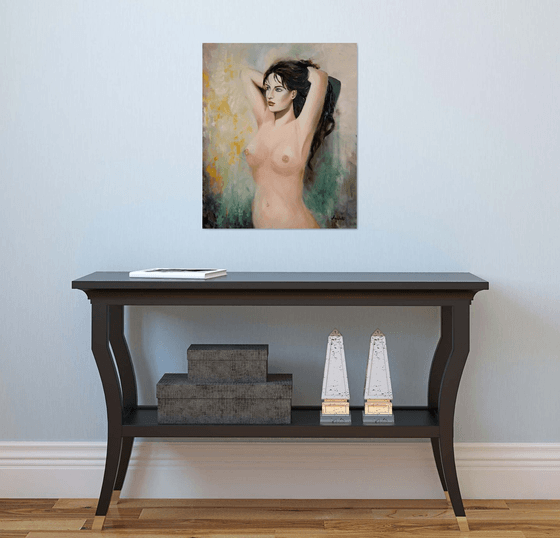 Honey - portrait- nude - woman - original painting