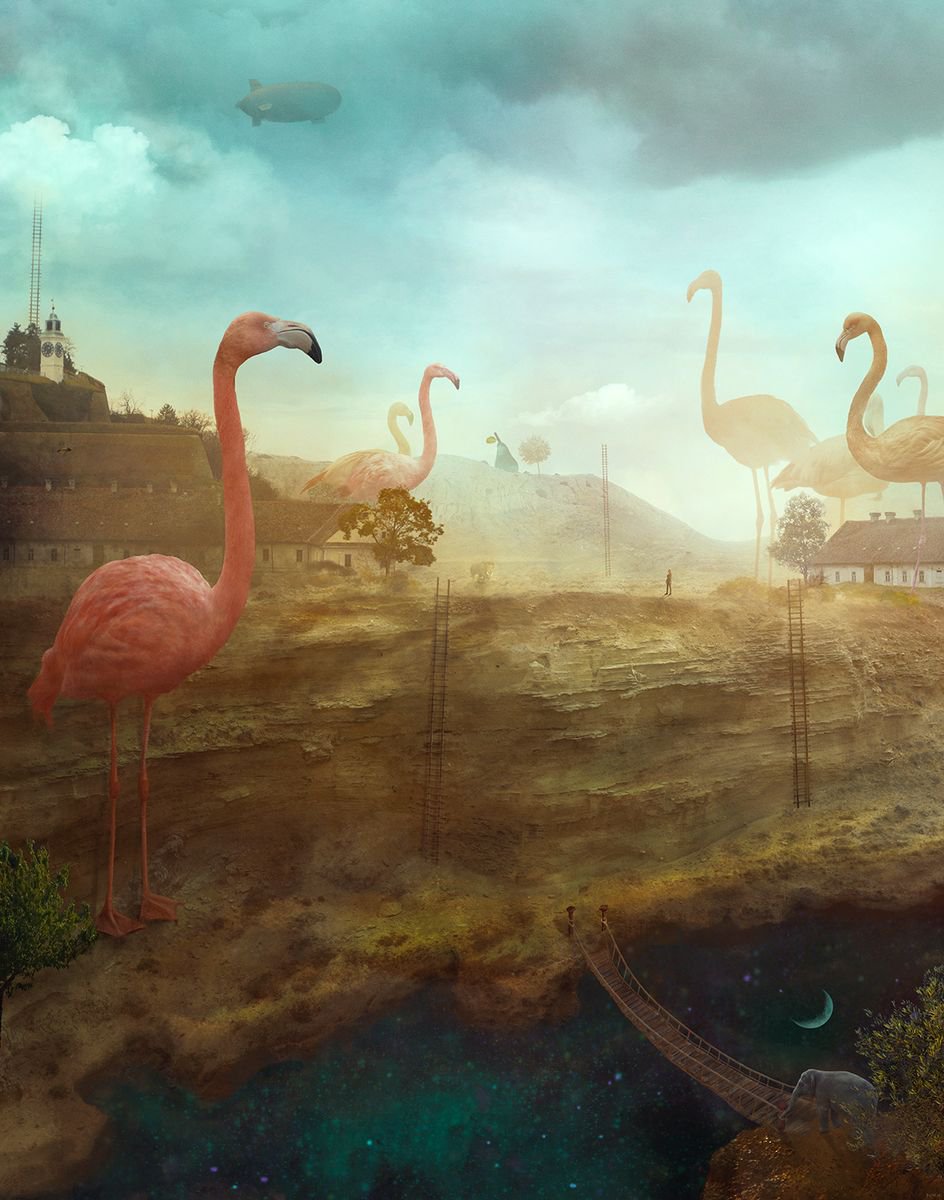 Surrealistic Landscape Photograph By Nikolina Petolas, 20 X 26", The Bridge, Original Artwork