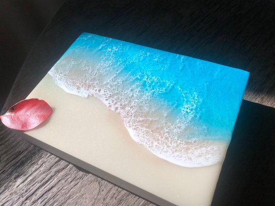 White Sand Beach #25 Miniature Ocean Painting Gift idea