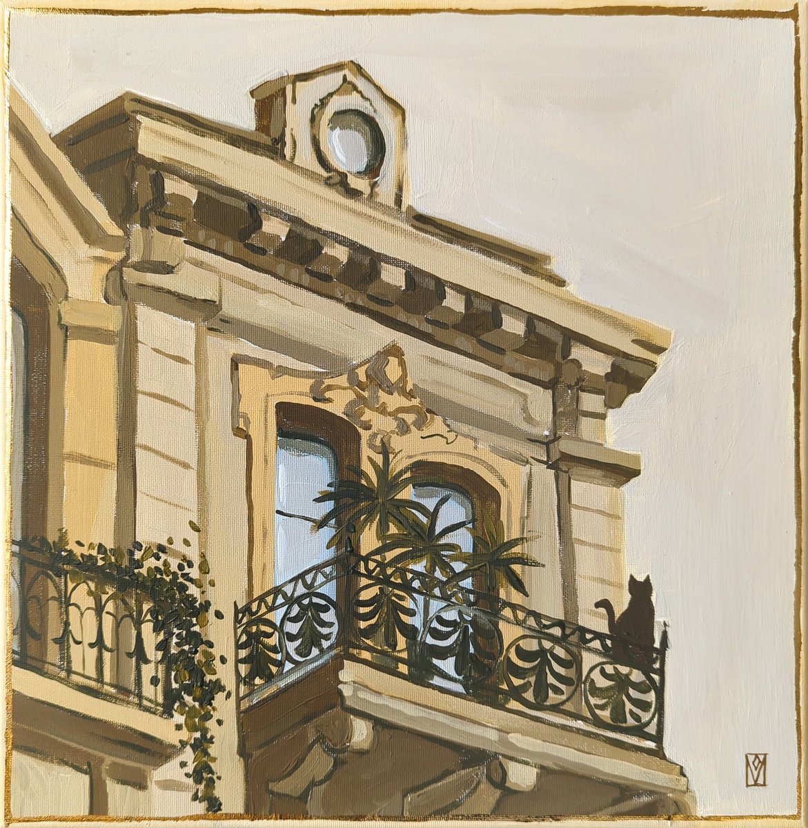 Impressionistic Cityscapes Acrylic Painting By Olha Vlasova, 12 X 12", European Vacation, Original Artwork