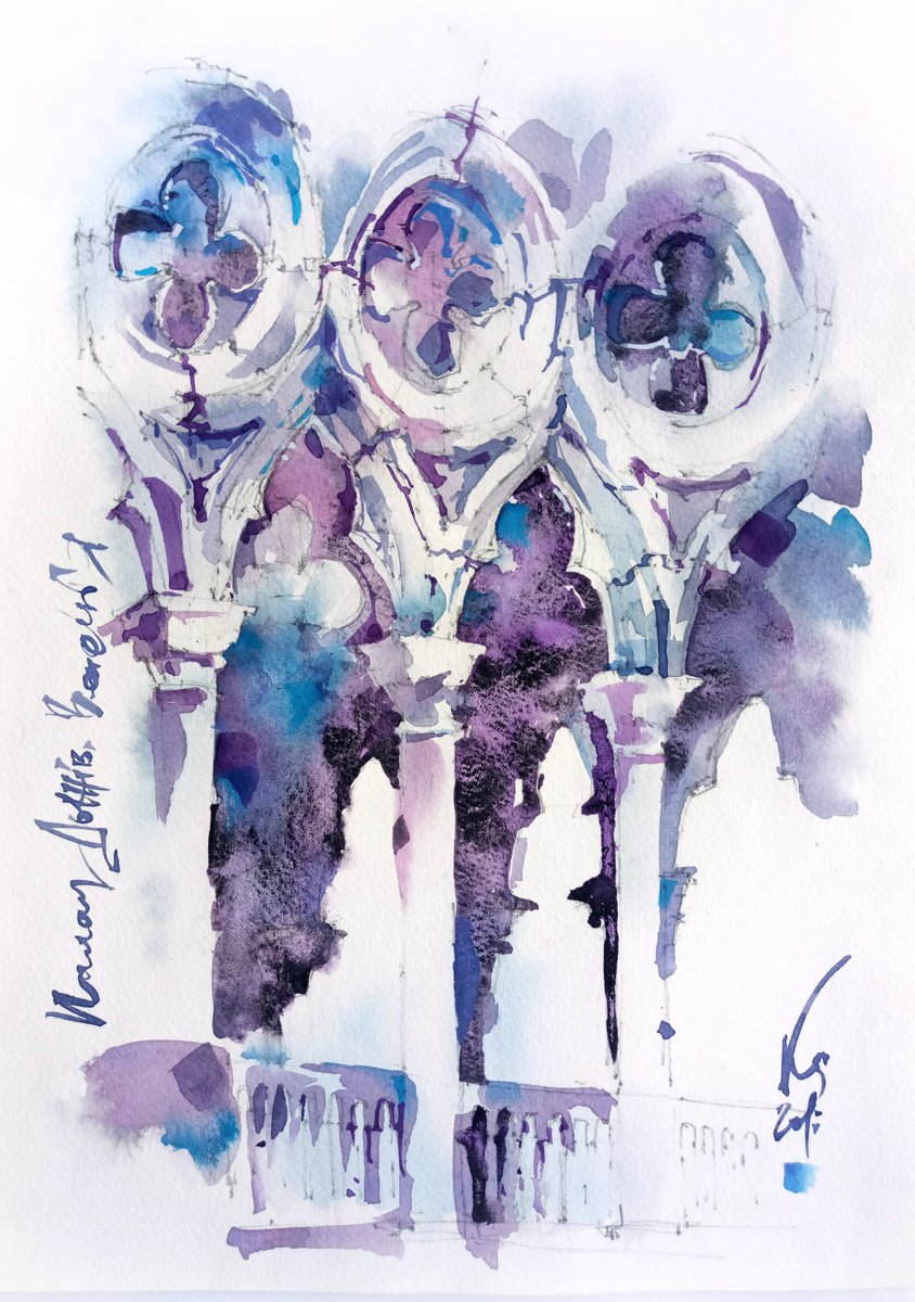 Impressionistic Cityscapes Watercolour By Ksenia Selianko, 7 X 11", The Play Of Light And Shadow, Original Artwork