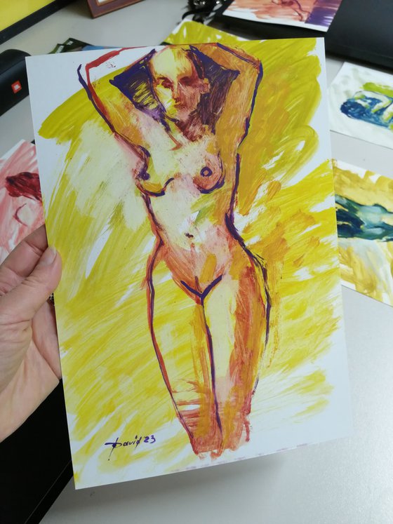 Nude study female oil on paper