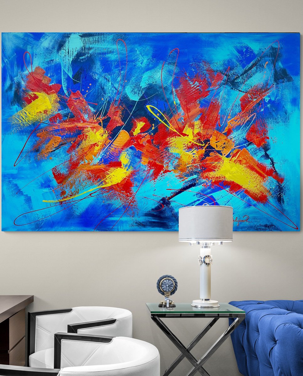 Abstract Acrylic Painting By Julijana Ravbar, 59 X 39", Corridor Of Energy, Original Artwork