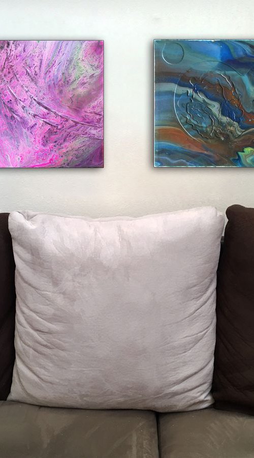 "Interstellar Series" - FREE WORLDWIDE SHIPPING - Original Diptych, Abstract PMS Fluid Acrylic Paintings Series by Preston M. Smith (PMS)