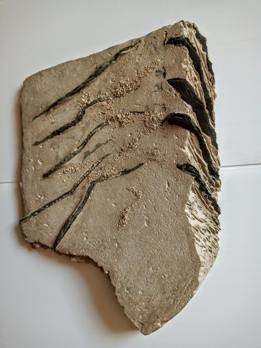 Abstract Clay Sculpture By Rossitza Trendafilova, 13 X 3", "Debris", Original Artwork