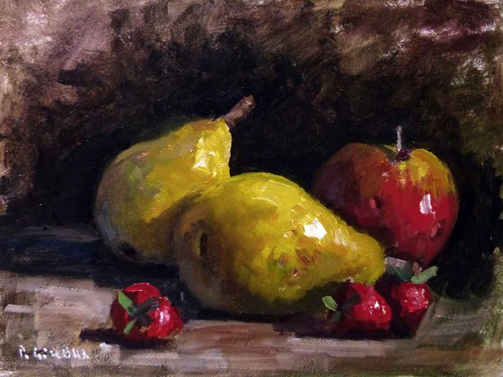 Pears, Strawberries and a Apple
