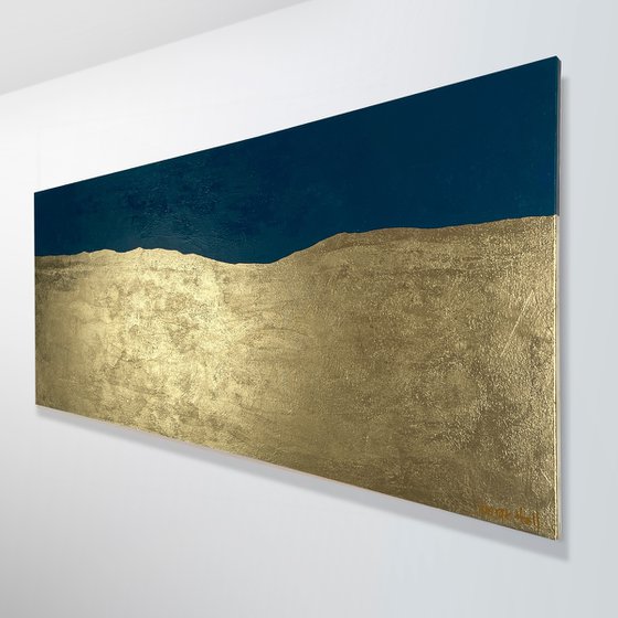 Wise Lands Three - 152 x 61 cm - metallic gold paint and acrylic on canvas