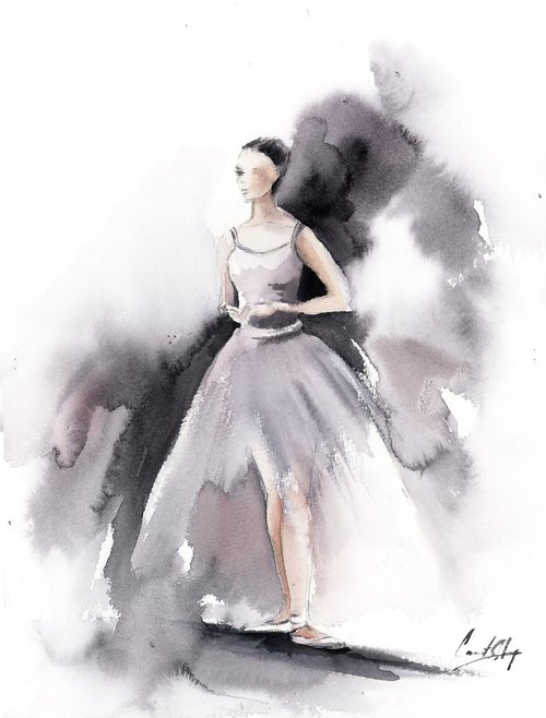 Ballerina in grey and pink n.1 by Sophie Rodionov