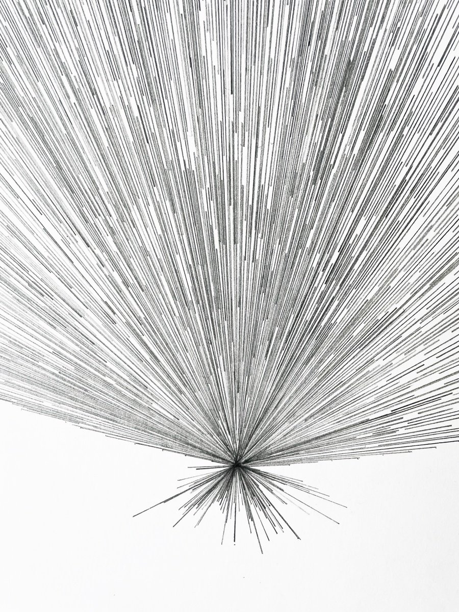 Geometric Abstract Pencil Drawing By Agata Kycia, 20 X 28, Tipping Point 2, Original Artwork