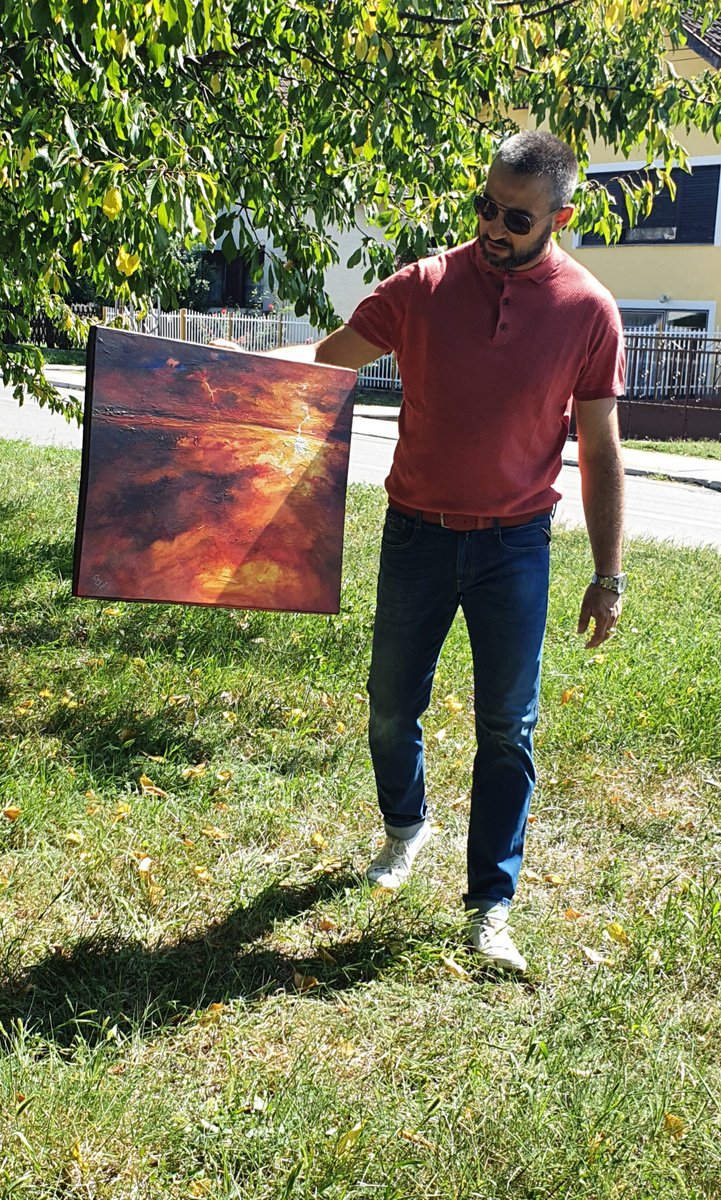 Abstract Landscape Oil Painting By Ivan Grozdanovski, 24 X 20, Thunder Strike , Original Artwork