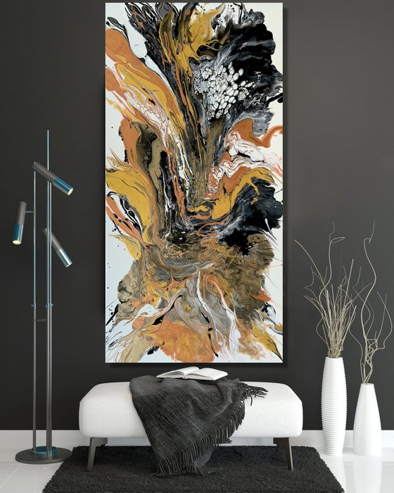 The Shining of Gold - LARGE, VIBRANT, COLOURED ABSTRACT ART – EXPRESSIONS OF ENERGY AND LIGHT. READY TO HANG!