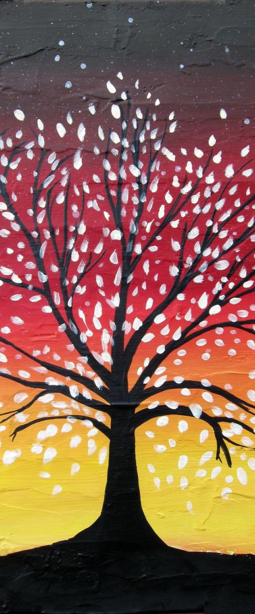 landscape tree  colour abstract " The Tree of Love and Life " painting art canvas - 16 x 20 inches by Stuart Wright