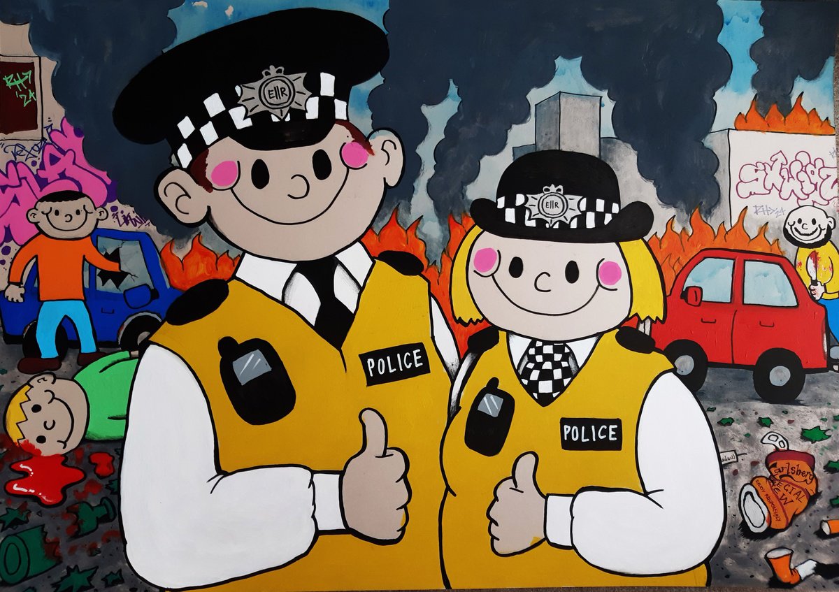 Urban And Pop Portrait Acrylic Painting By Ross Hendrick, 33 X 23", Thumbs Up, Original Artwork