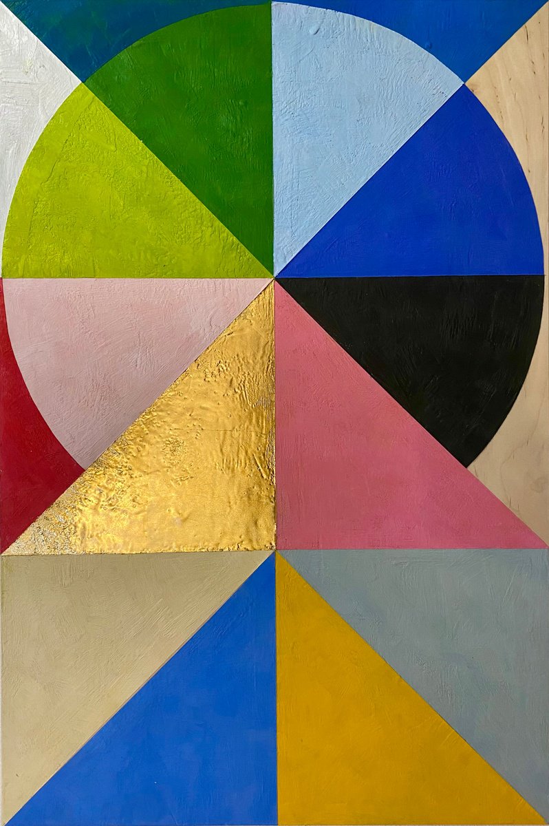 Geometric Abstract Painting By Domenica Brockman, 24 X 36, April Temple, Original Artwork