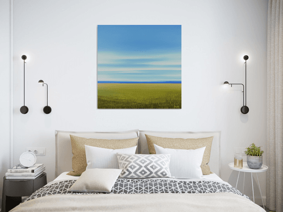 Grassy Field - Blue Sky Contemporary Landscape