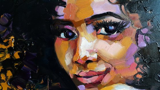 Painting portrait of a black girl - Fun