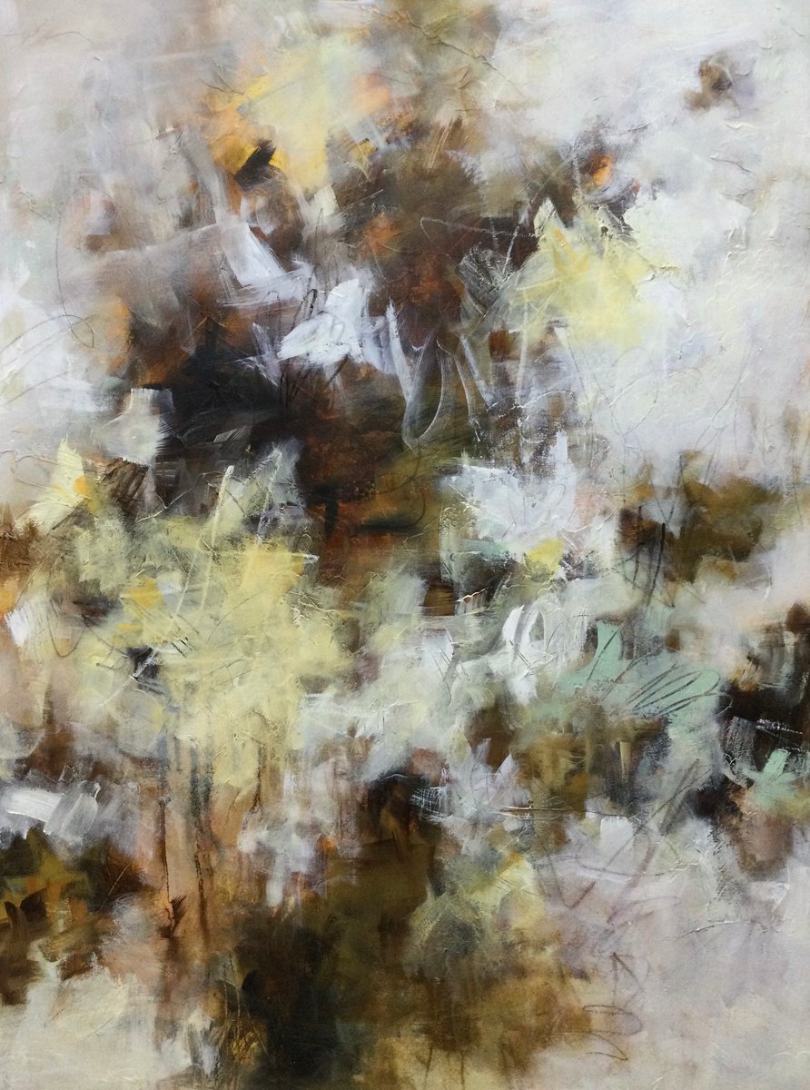 Expressive Abstract Acrylic Painting By Niyati Jiwani, 36 X 48", Sand Castles, Original Artwork