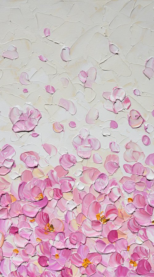 Dream in Blush - Impasto Floral Painting by Olga Tkachyk