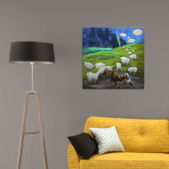 A random passerby. Mountain landscape