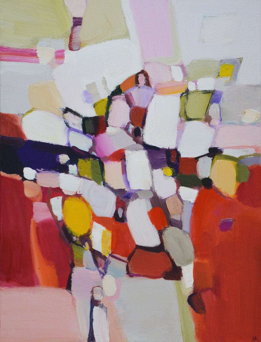 Abstract Acrylic Painting By Iryna Kastsova, 24 X 31, Evening Blues., Original Artwork