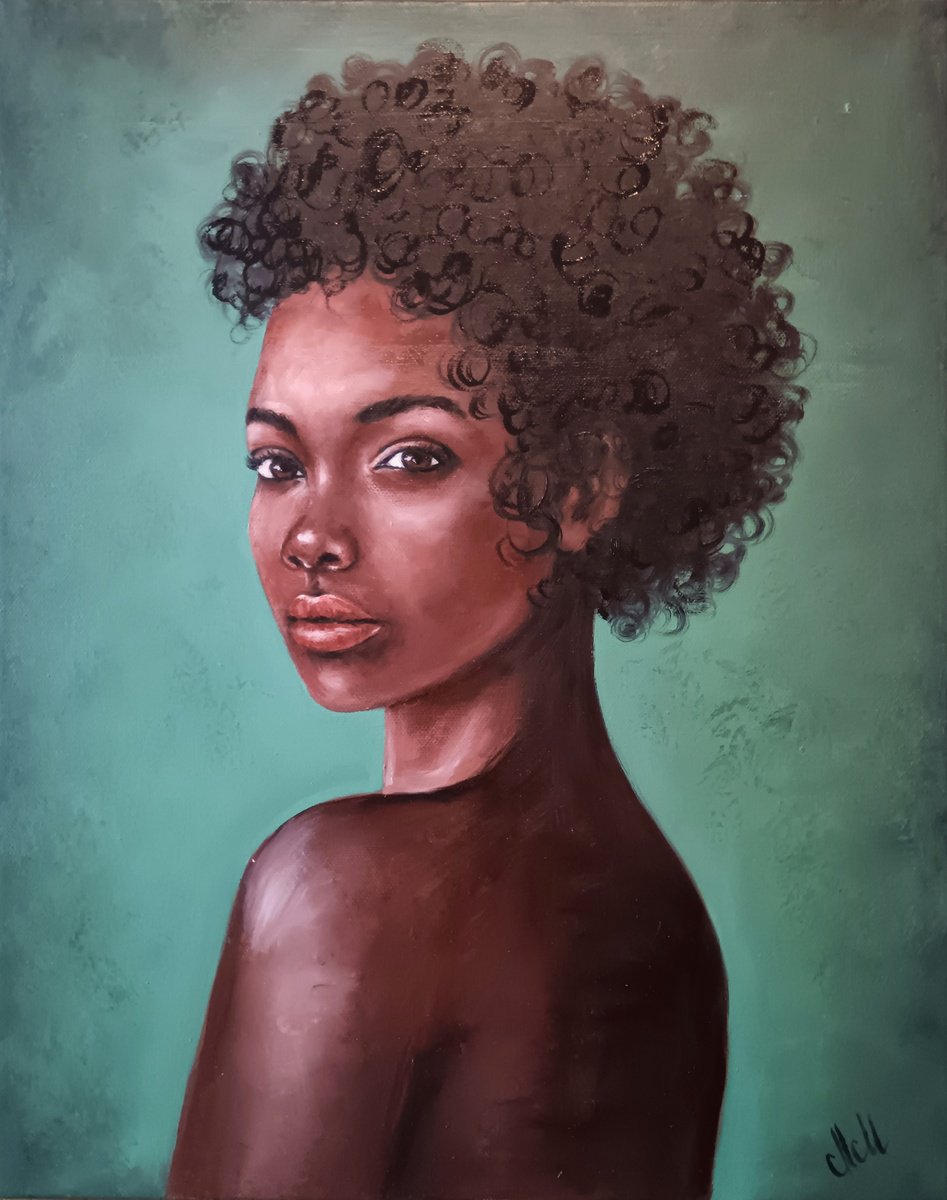 Impressionistic Portrait Oil Painting By Mateja Marinko, 16 X 20", Stunning African Woman, Original Artwork