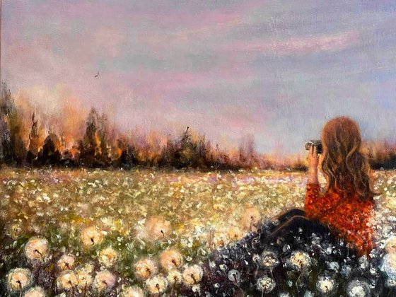 Lost in a field of dandelions