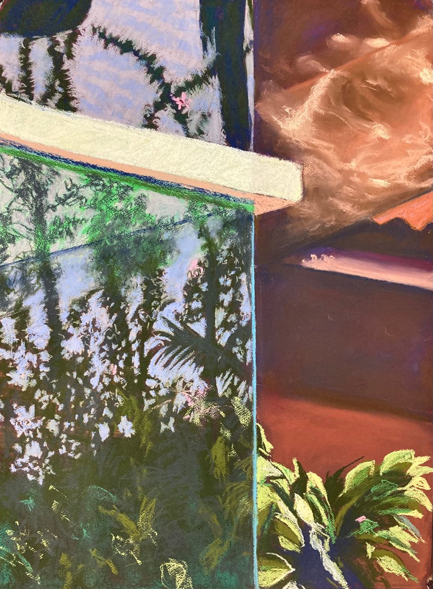 Impressionistic Landscape Pastel Drawing By John Cottee, 22 X 30, Corner, Original Artwork