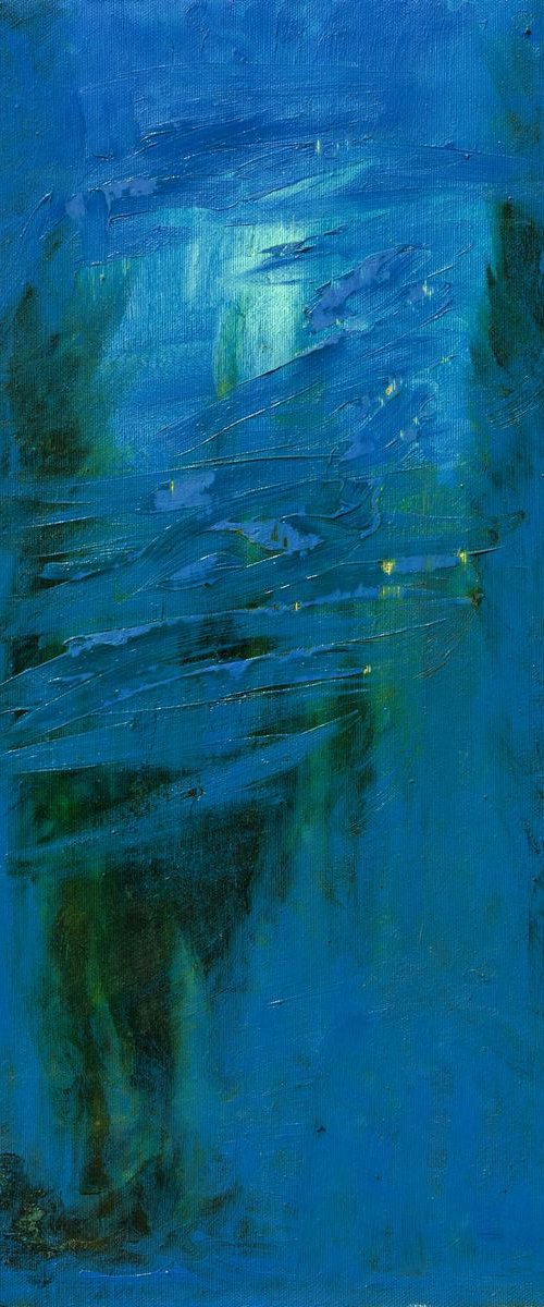 Blue mystery - abstract oil painting by Fabienne Monestier