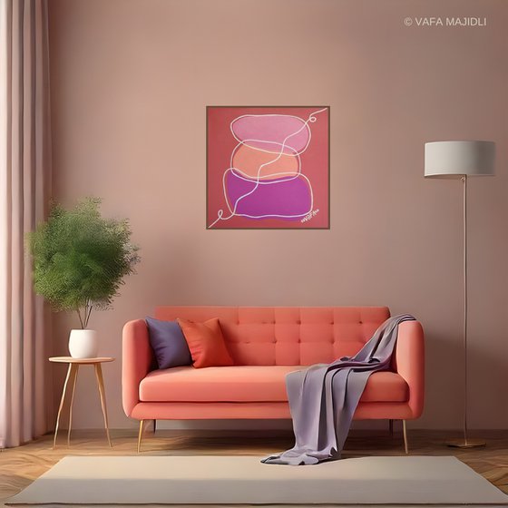 Zen Minimalism.Balance of Pink,Peach,Purple