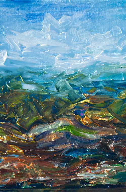 Windy Day in the Grassland. Original Oil Painting Impressionist Landscape. by Lena Owens at OLena Art