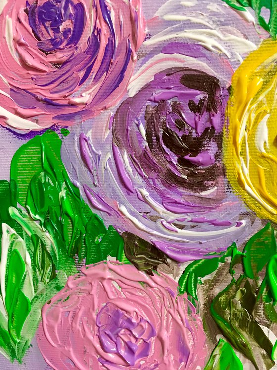 BOUQUET OF ROSES #6 palette knife Still life  flowers Dutch style office home decor gift