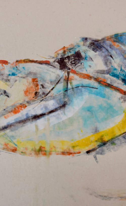 Lobster H 1/3 monoprint by Michelle Parsons