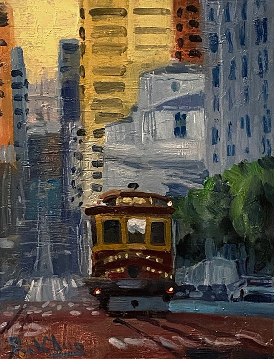 Impressionistic Cityscapes Oil Painting By Paul Cheng, 9 X 12", Sf City #23, Original Artwork