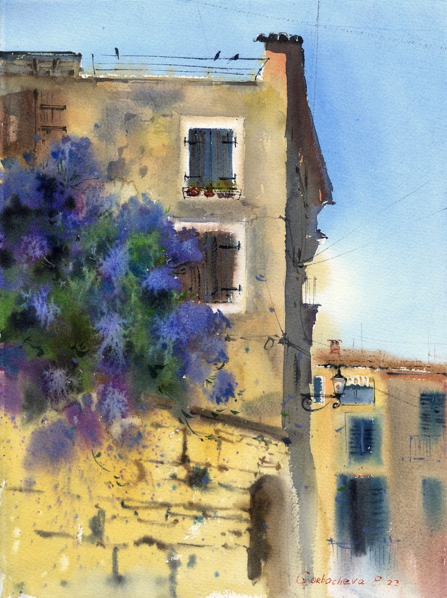 Impressionistic Cityscapes Watercolour By Eugenia Gorbacheva, 11 X 15, Street Of Croatia #2, Original Artwork