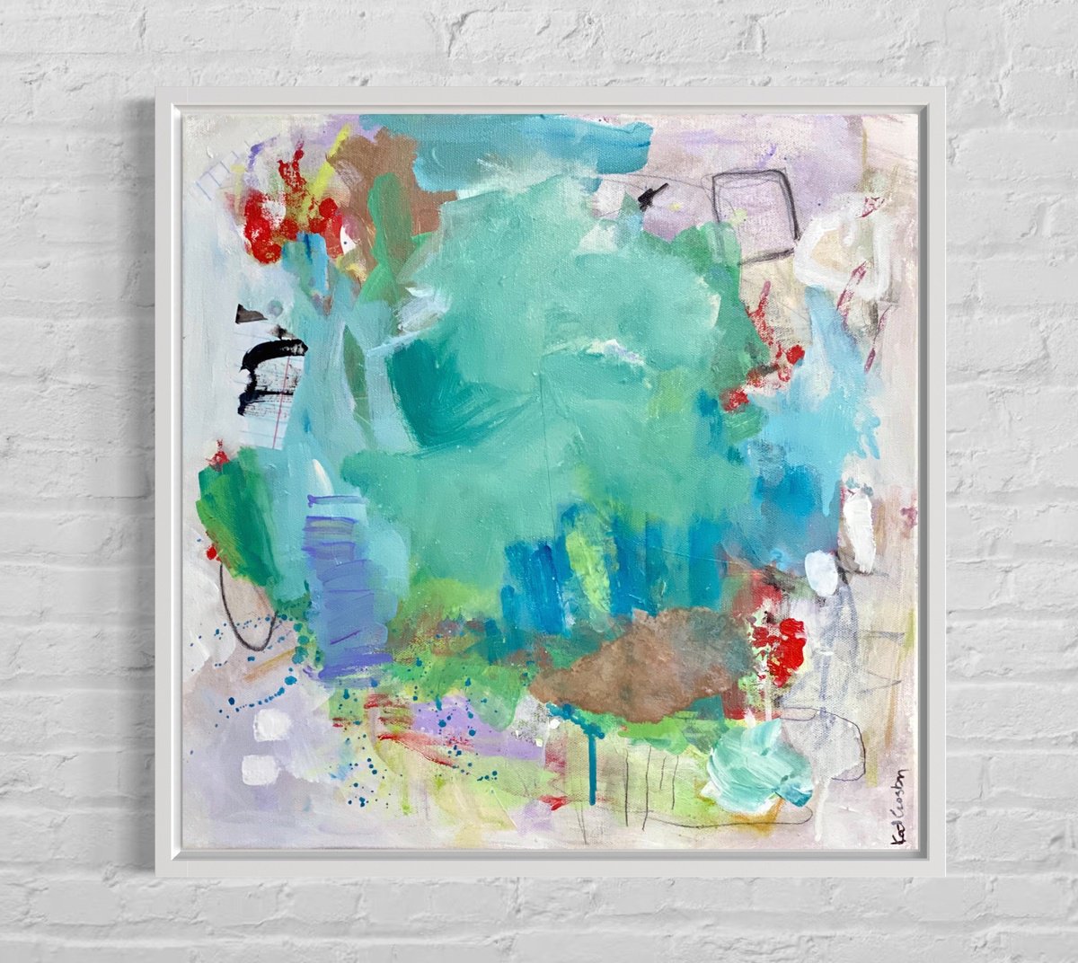 Organic Abstract Acrylic Painting By Kat Crosby, 16 X 16", Cloud Tripping, Original Artwork