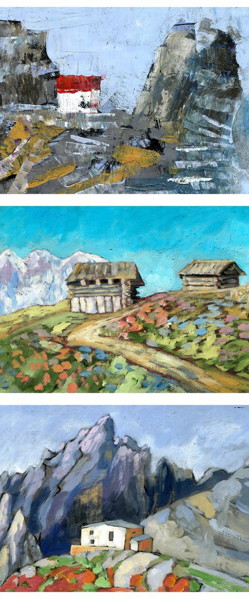 Mountain Hut Collection x 3 by Elizabeth Anne Fox