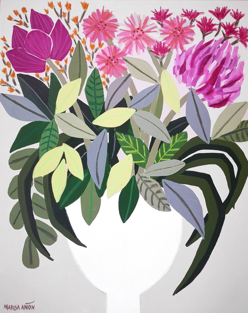 Still Life Painting By Marisa Anon, 26 X 32", Flowers For Valencia Ii, Original Artwork